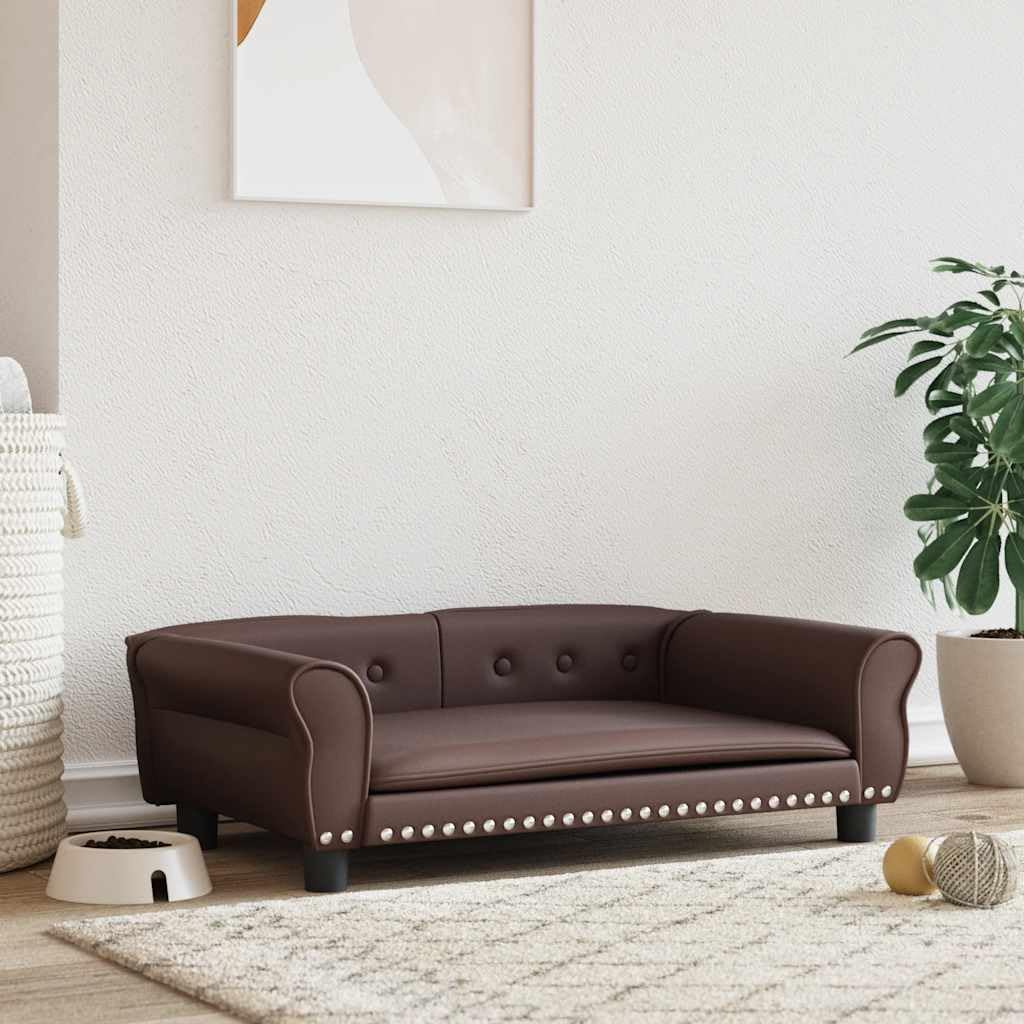 vidaXL Hundebett, Hundekissen mit weicher Polsterung, Hundesofa Hundecouch für kleine Hunde Haustiere, Haustierbett Katzenbett, Braun Kunstleder
