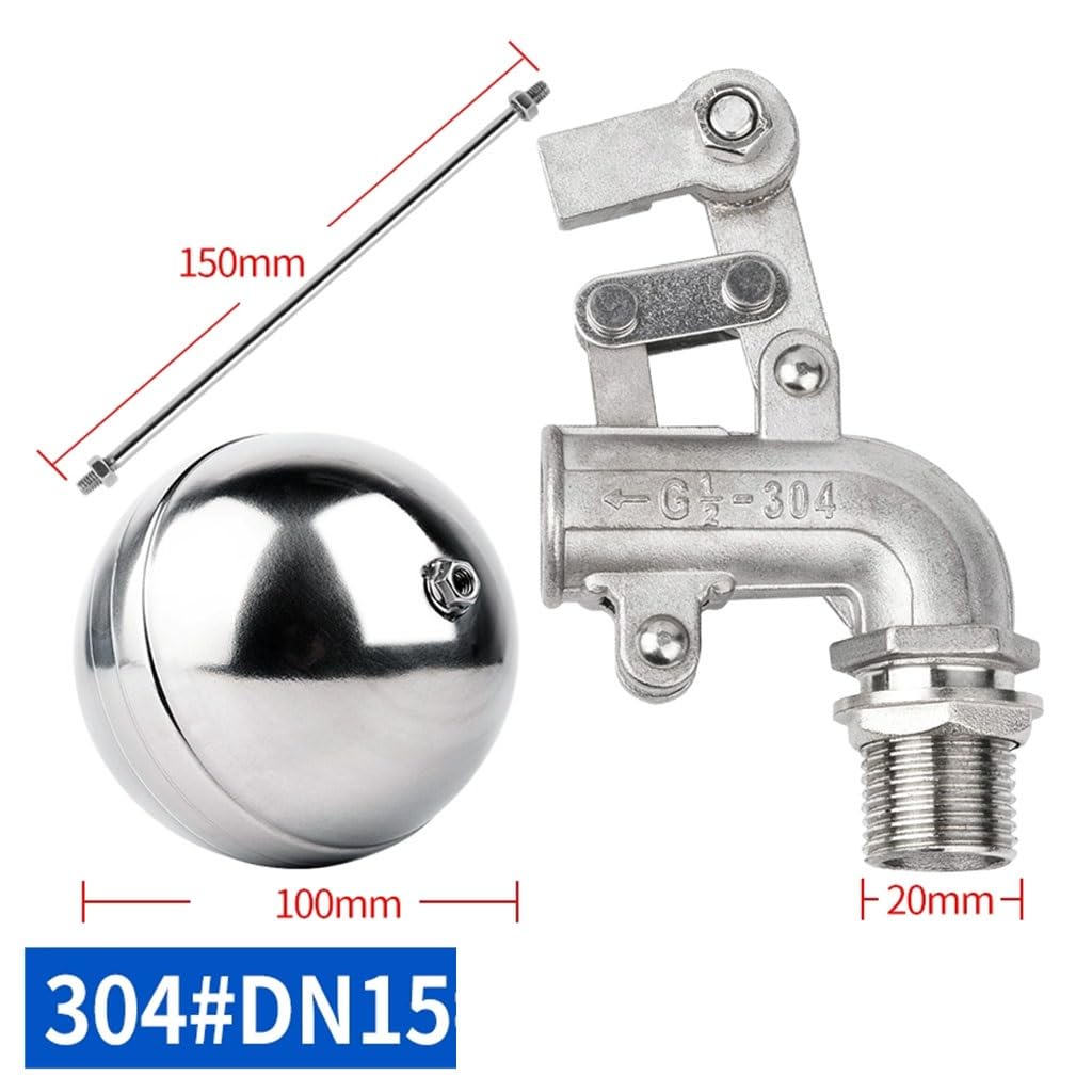 Valvola a sfera galleggiante regolabile da 1 pezzo, valvola a galleggiante a gomito in acciaio inossidabile 304, regolatore del livello 'acqua for torri del serbatoio 'acqua(1/2inch)