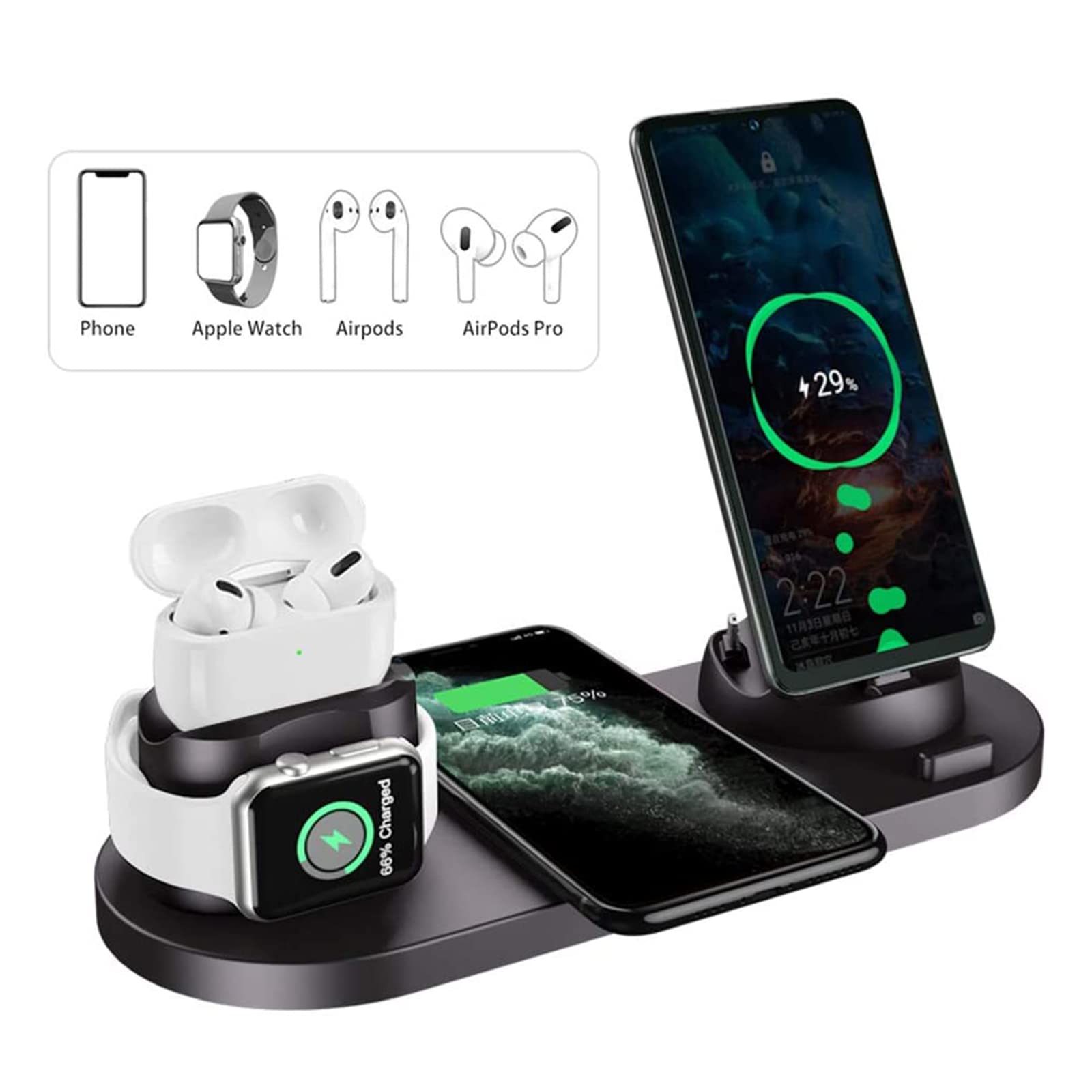 Amazon.co.jp: ワイヤレス充電器、6in1誘導充電器ワイヤレス充電 