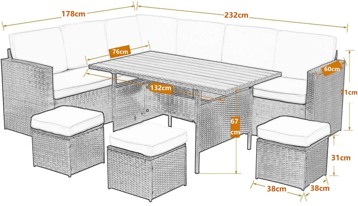 Wisteria Lane Patio Furniture Set, 7 Piece Outdoor Dining Sectional