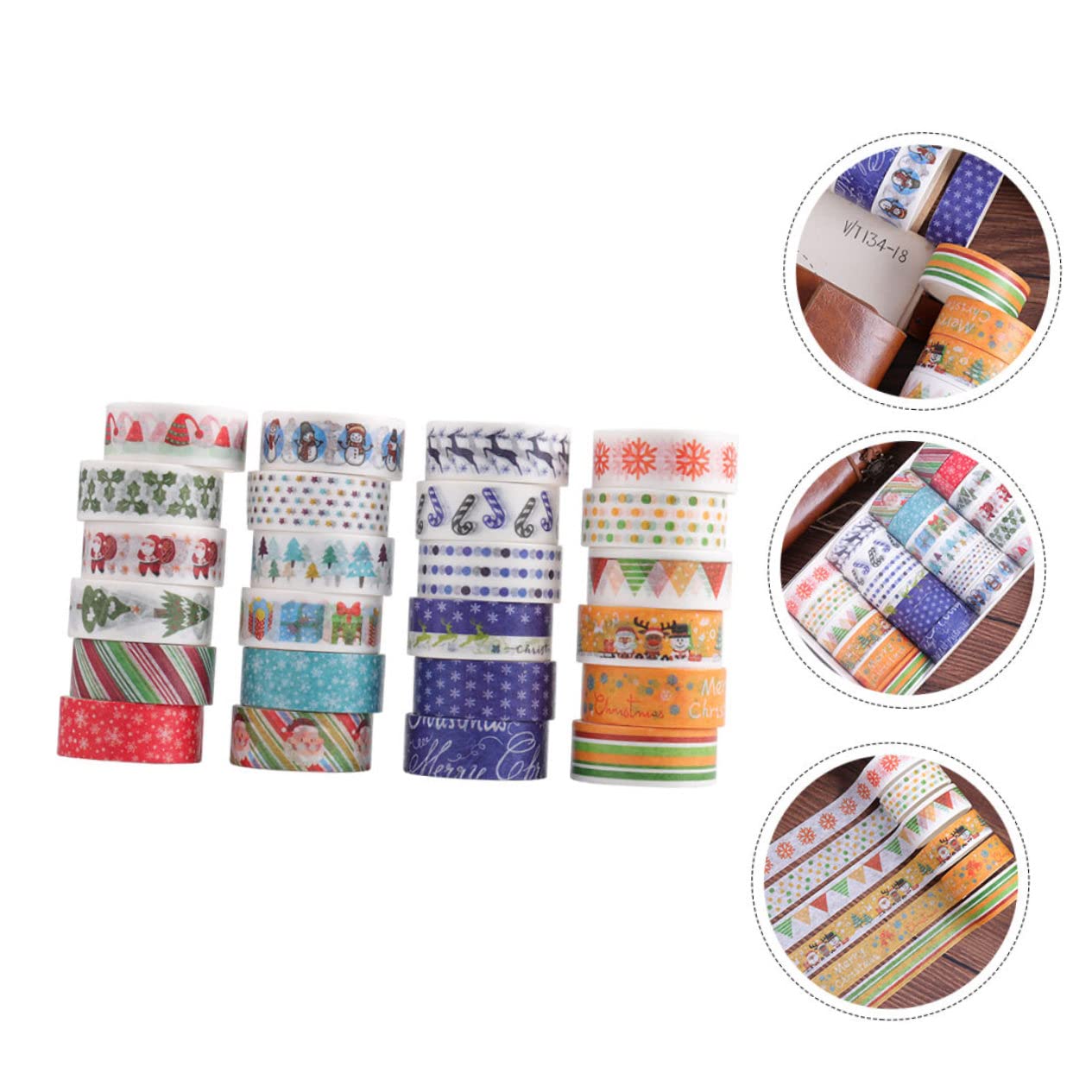 SEWACC 192rollos Cinta Adhesiva para Manualidades De Navidad Washi Tape para Scrapbooking y Decoración Festiva para Tarjetas Sellos De Sobres y Proyectos