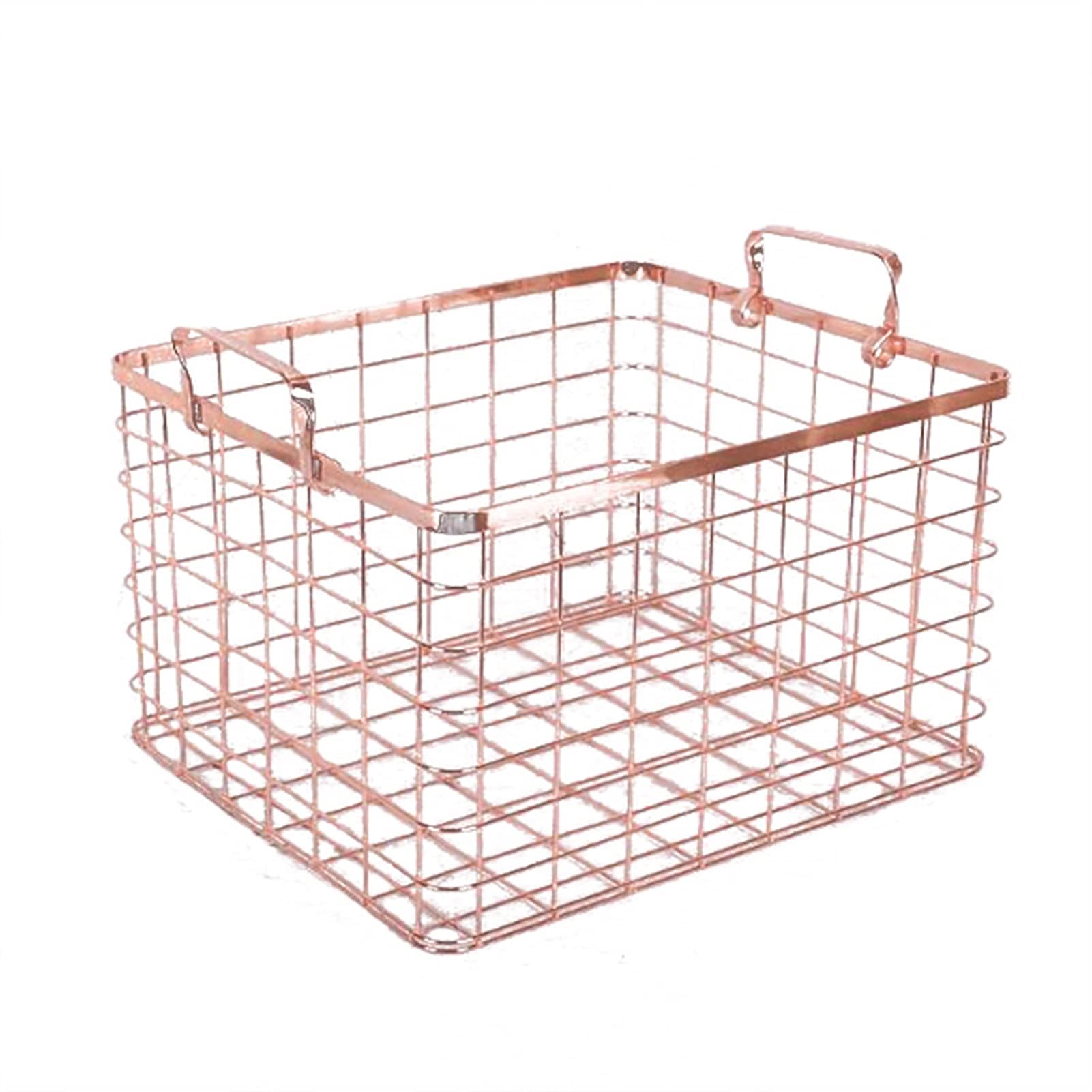 Panier à vêtements sales en métal rose gold avec poignée pour la maison