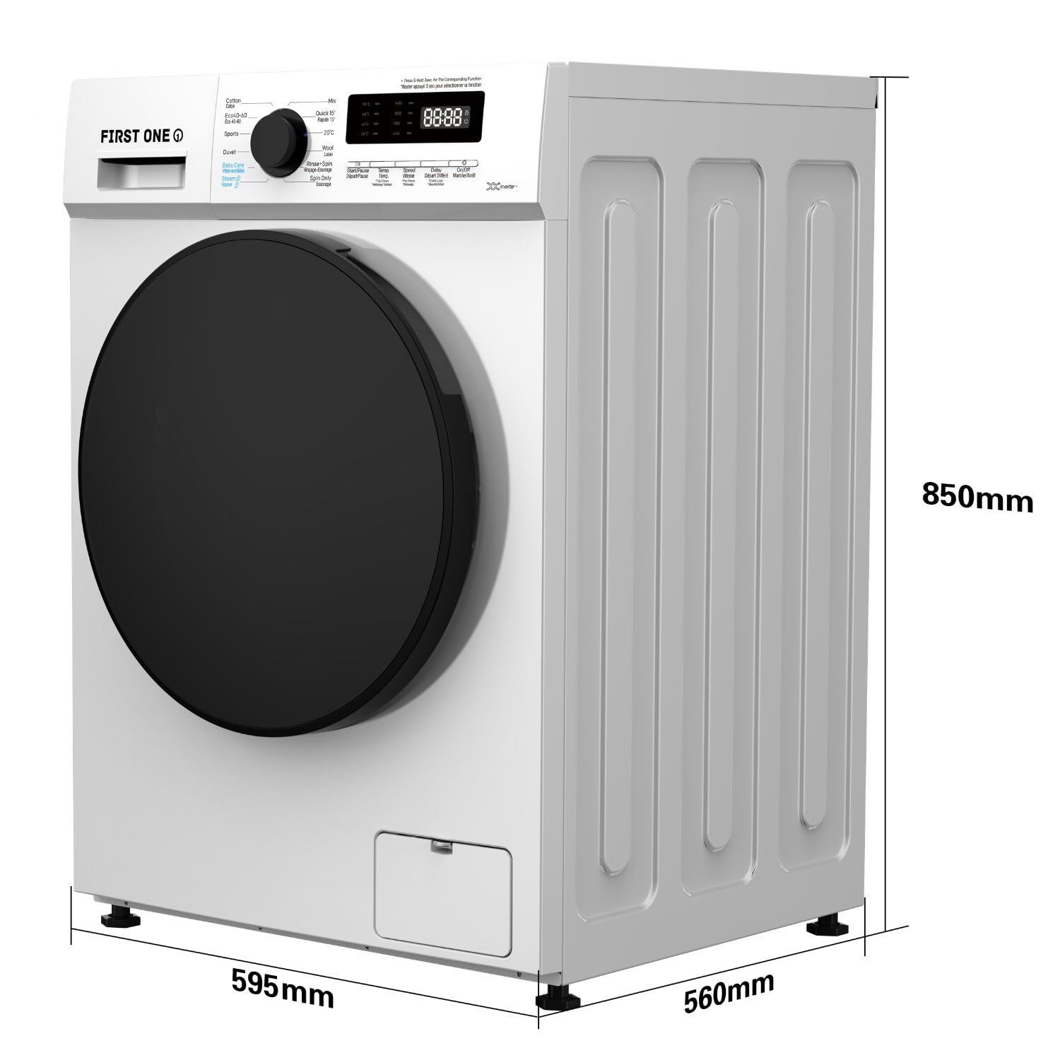 FIRST ONE FLL101400WH Lave-linge frontal 10 Kg 1400 tr/mn 16 programmes Eco Intensif Rapide