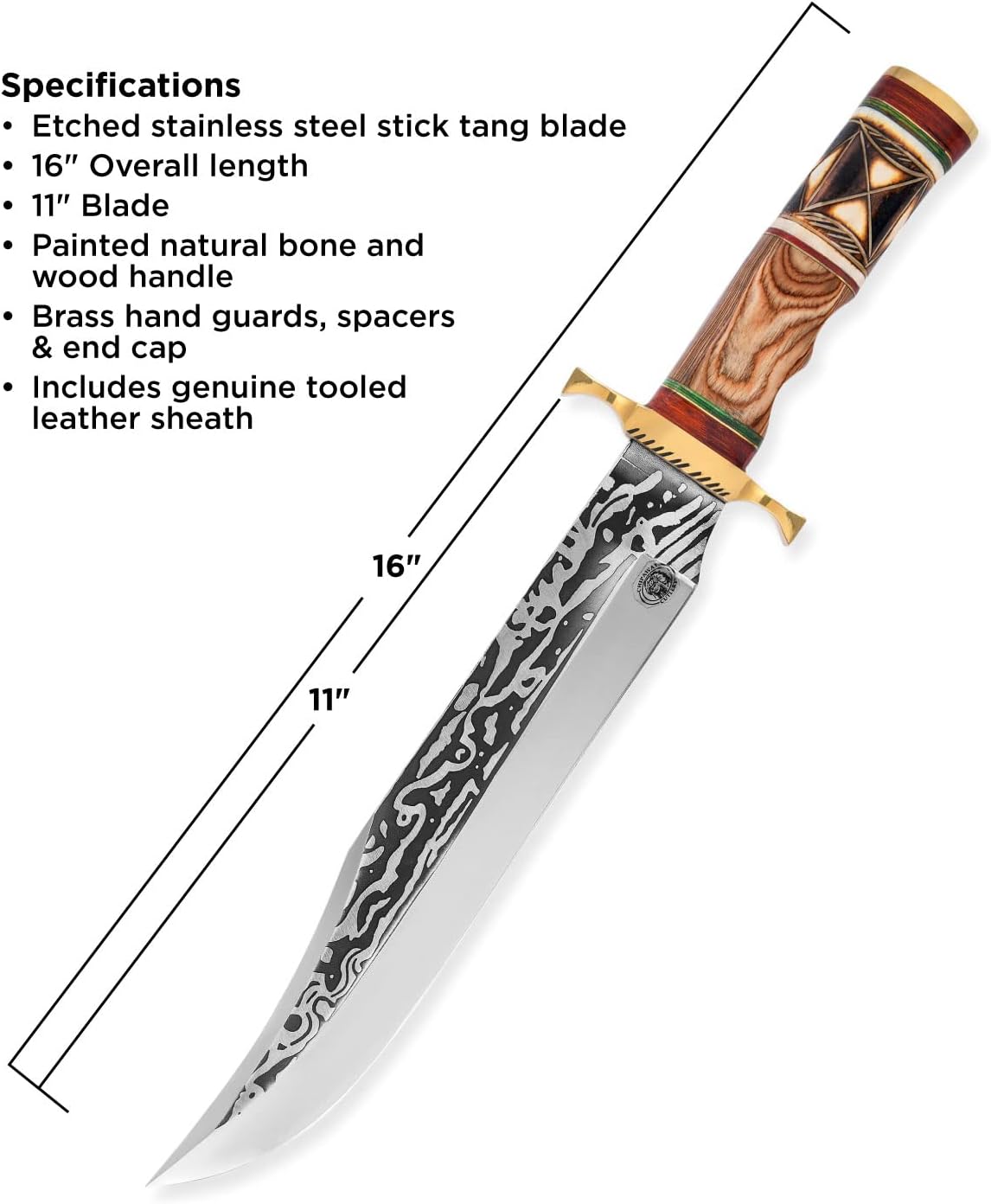 Stauer Down Under Bowie Knife with Sheath – High Grade 420 Stainless Steel Knife for Men for Camping and Outdoor Ventures – Gear for Men