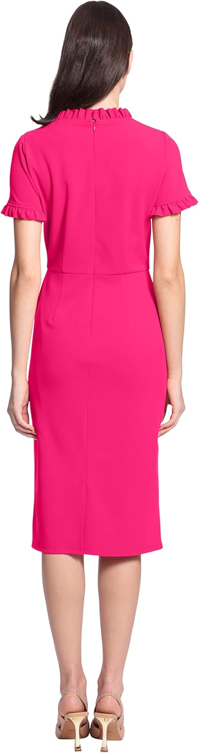 Maggy London Womens Ruffle Collar Slant Pocket Sheath Dress - Image 3