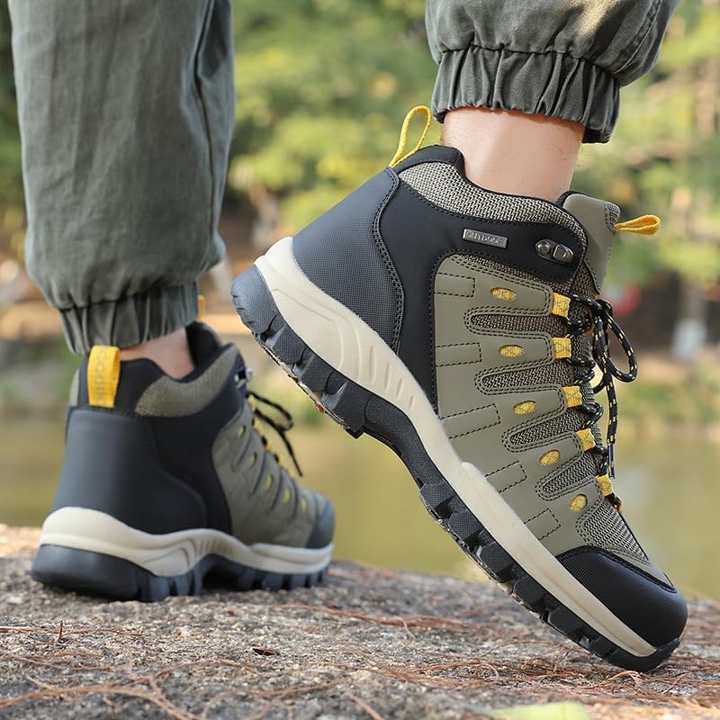 Fashion Khaki Men‘s Hiking Boots Big Size 46 Winter Outdoor Waterproof Boots Men Non-slip Trekking Shoes Men Trainers Sneakers