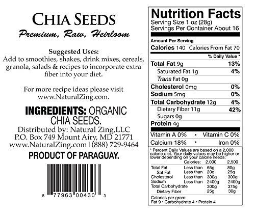 Chia Seeds (Raw, Organic, Heirloom) 16 Oz #TOP1