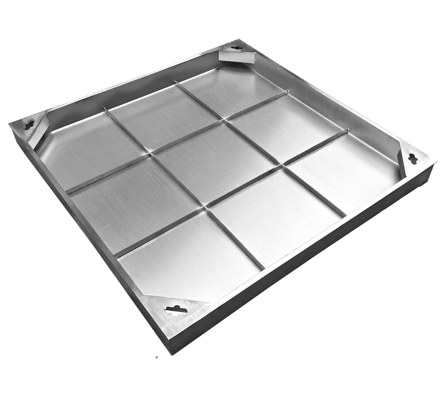 NATOTELA Manhole Cover Clear Opening 600x600mm Stainless Steel Recessed Manhole Cover and Frame Square Heavy Duty Embedded Invisible Decorated Inspection Chamber Lid for Patios Garden Courtyard