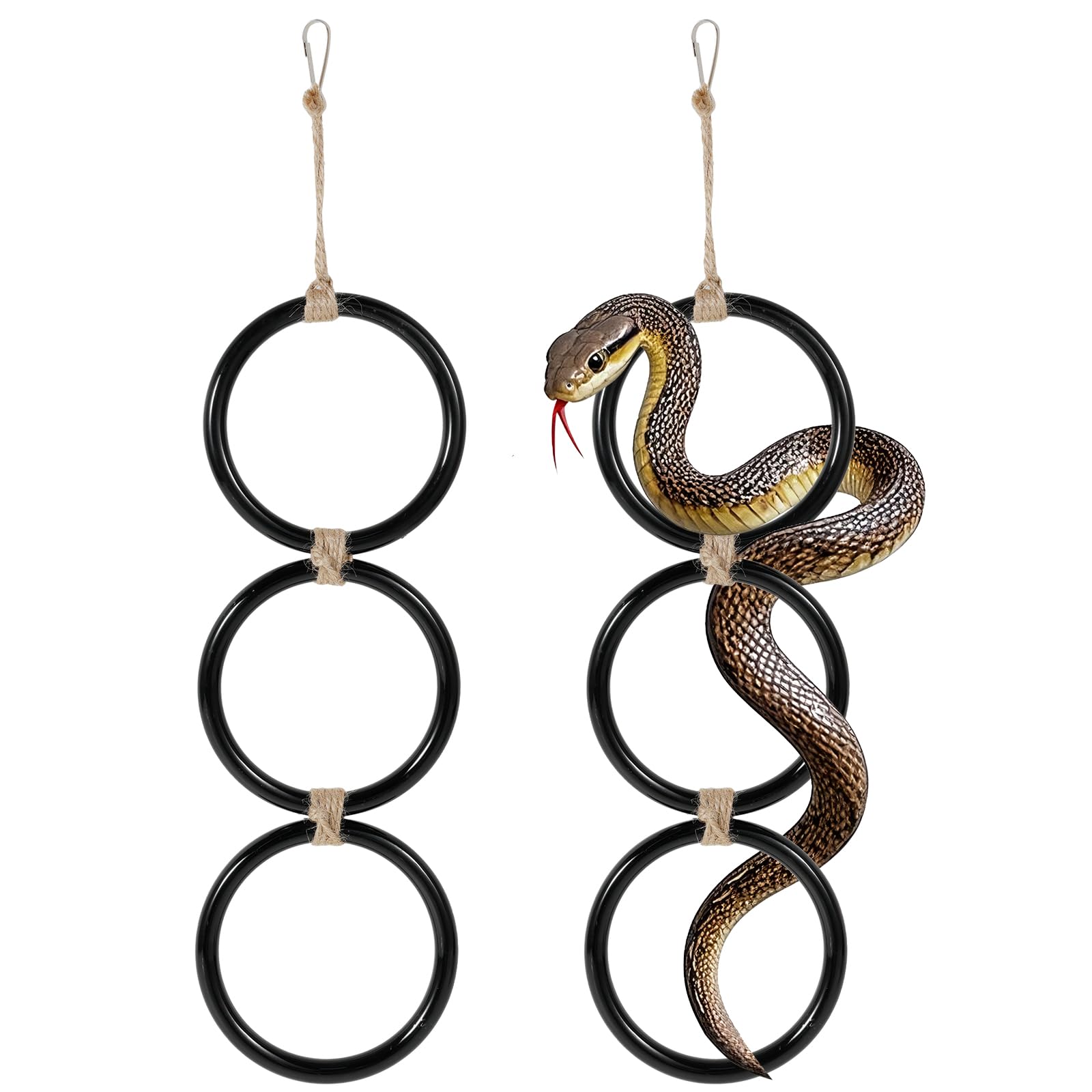 2Pcs Snake Enrichment Climbing Ring Metal Corn Snake Climbing Hoop Safe Lizard Climb Toy Snakes Enrichment Ring Chain Snakes Enclosure Tank Cage Climb Accessories Ball Pythons Corn Small Animal(2PCS)