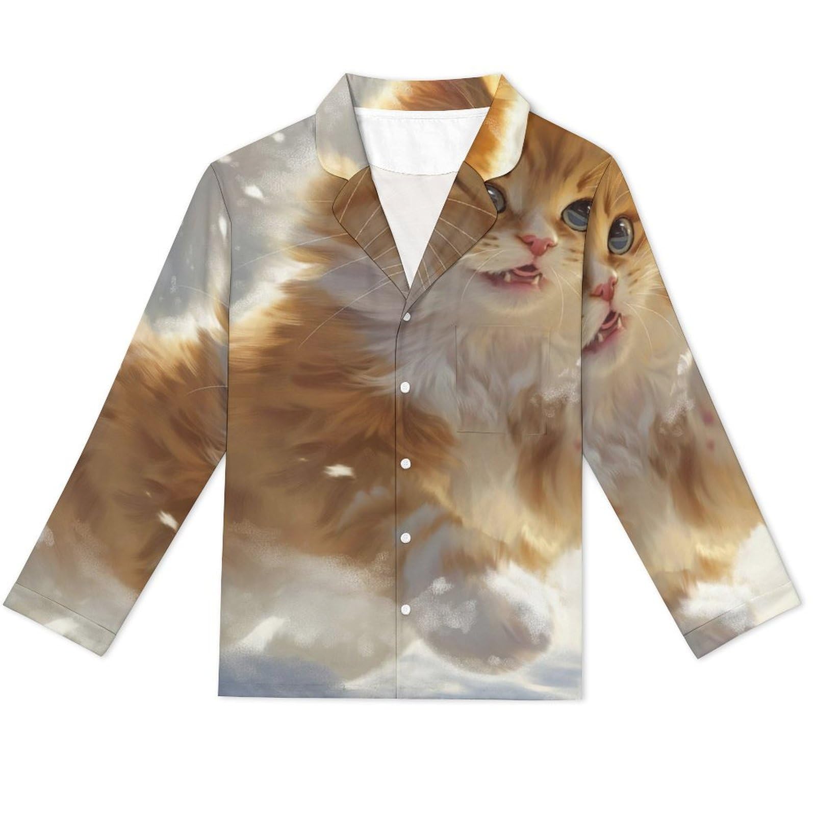 OLEETS Completo Pigiama da Uomo 2 Pezzi - Gatto delle Nevi Pigiama Invernale Completo con Top E Pantaloni 2 Pezzi Morbido E Confortevole Casual da Notte