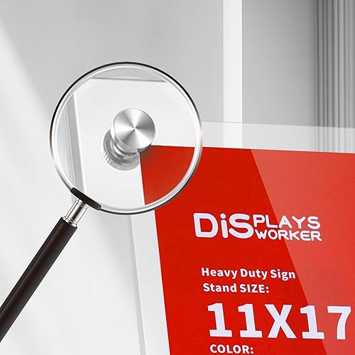 Miniatura 5 de DISPLAYSWORKER Soporte de pie ajustable y resistente para letreros de pedestal, soporte de acrílico para póster, piso de pie para 8.5 x 11 pulgadas,