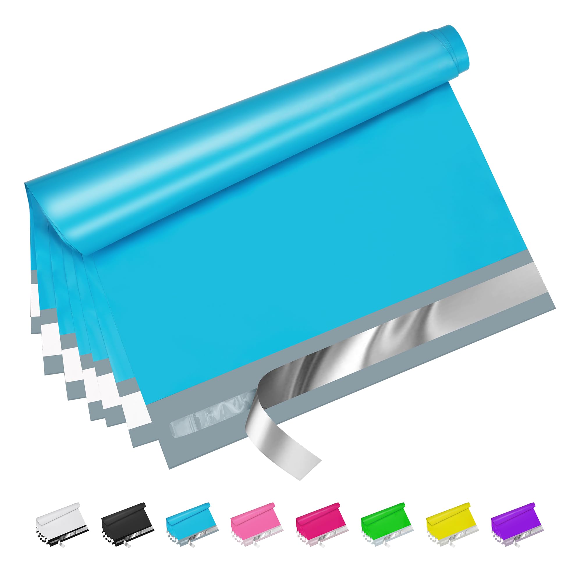 Jowlroel Blue Poly Mailers 9x12 Inch 100 Pcs, Strong Adhesive Shipping Bags for Clothing, Self-Sealing and Waterproof Mailing Envelopes, Privacy