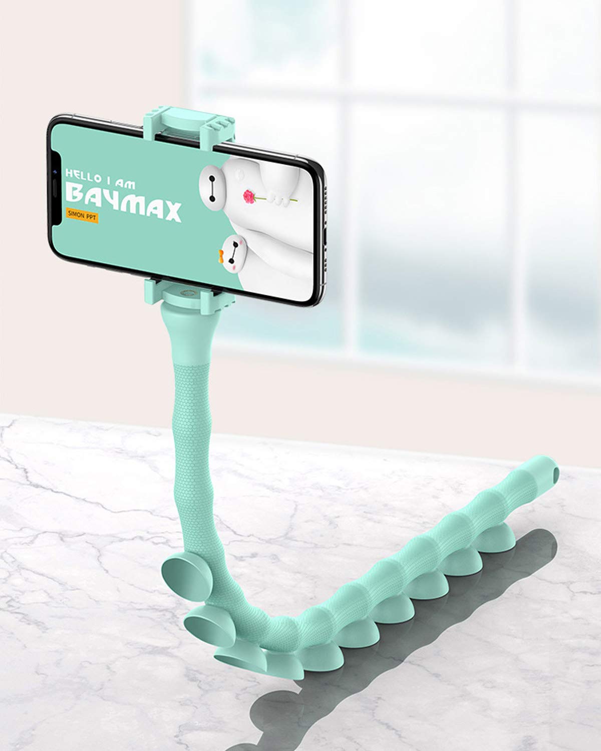 oriley flexible mobile phone holder cute caterpillar vacuum stand lazy bracket worm phone suction cup for home wall desktop car (random color)