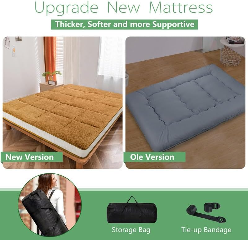 Miniatura 5 de Colchón futón de tamaño individual  Colchón japonés plegable extra grueso  Almohadilla de dormir súper suave y mullida para adultos  Tapete tatami