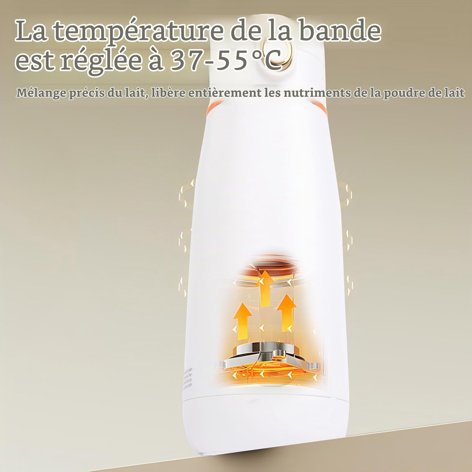 Chauffe Biberon Portable/Voiture/Voyage, 350ml, Universel, Sans Fil, Température Précise,Autonomie 24h, Rechargeable USB, Lait Maternel, Lait Tempérture Réglable 37°C a 55°C