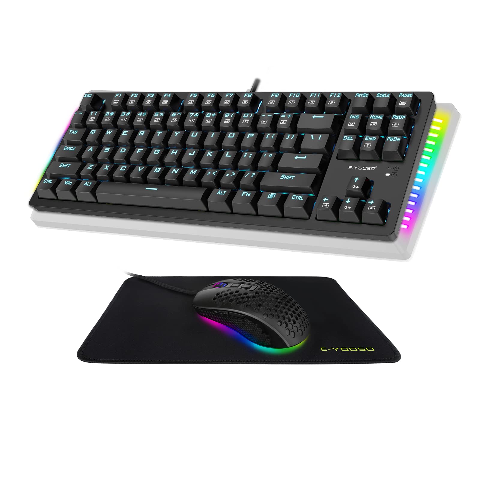 Buy Mechanical Keyboard and Mouse Combo, EYOOSO Blue Switches Wired Gaming Keyboard Mouse with