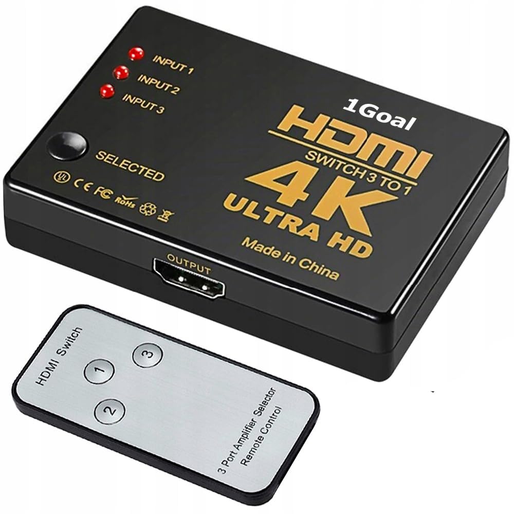 DooBuy HDMI Switch Splitter 3 in 1 Out HDMI Switch Selector 3 Port