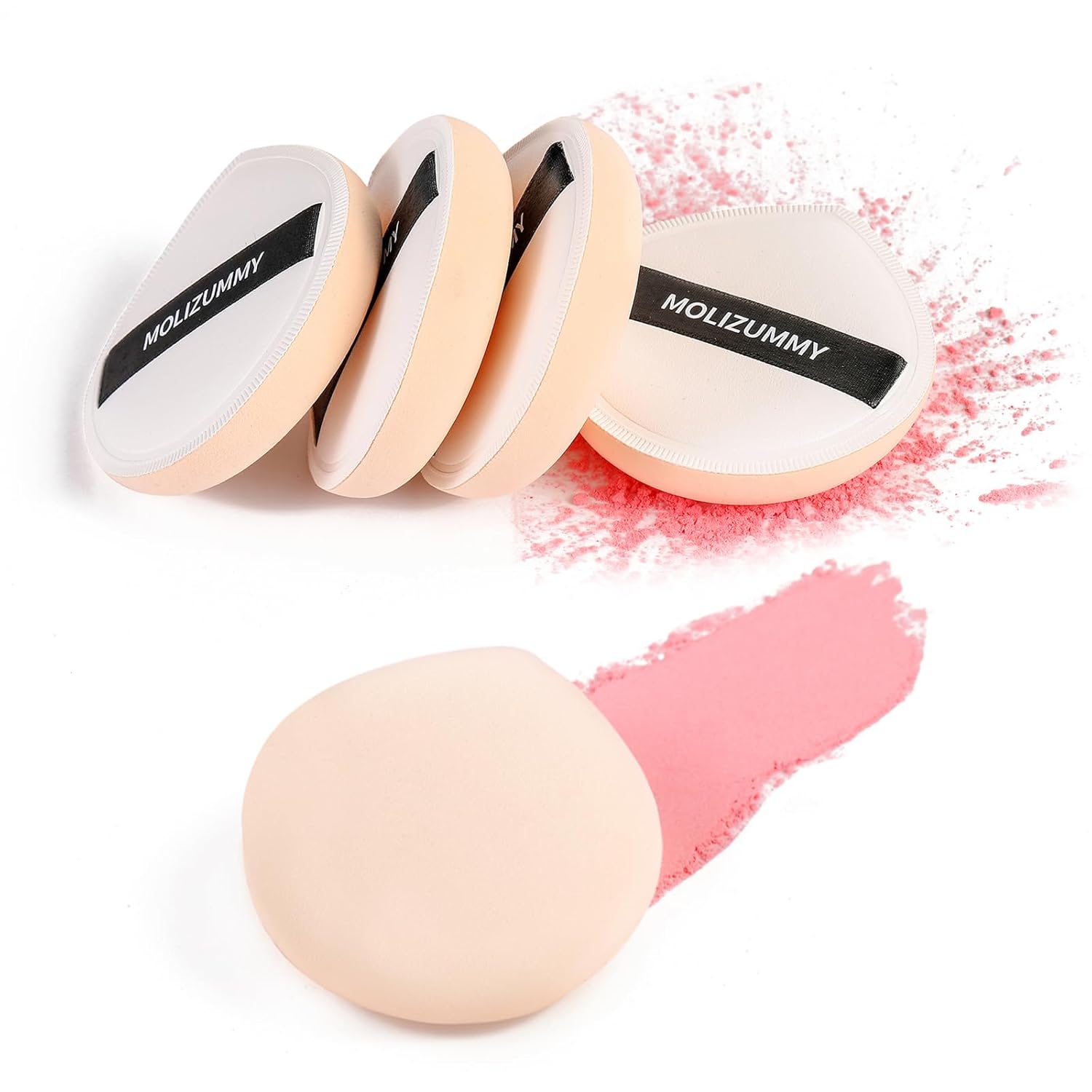 Molizummy 5PCS Makeup Sponges, Powder Puff Face Soft for Foundation Concealer & Powder, Flexible Long-lasting Beauty Sponges, Teardrop-Shaped Makeup Puff Large Size Light
