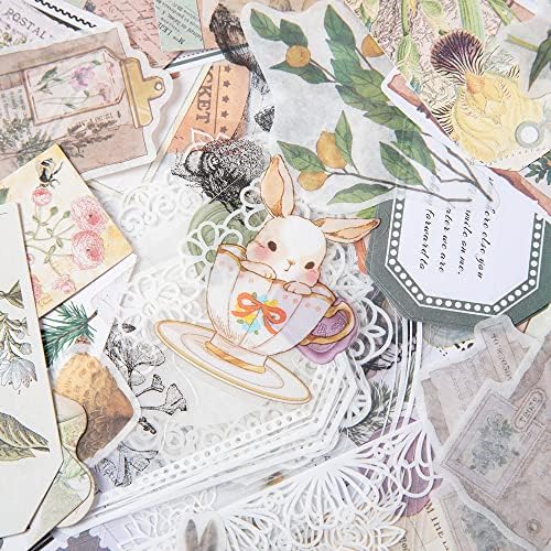 Aldieco 260pcs Vintage Scrapbooking Stickers Pack, DIY Retro Journaling Supplies Stickers kit,Scrapbook Paper Accessories, Animals Washi Paper Sticker (shanyeyulv)