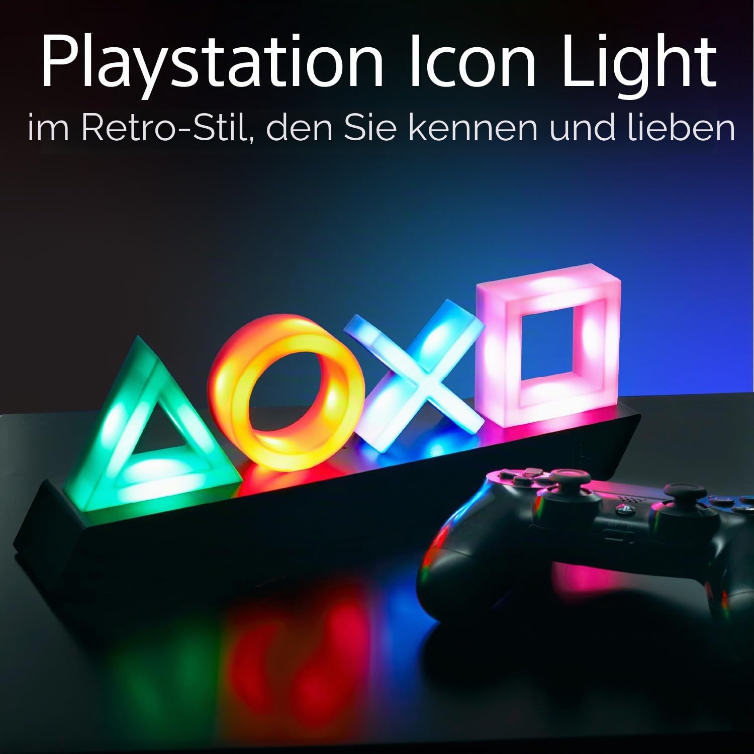 Playstation Z890845 PP4140PS Tasten Symbol Lampe mit Farbwechsel Funktion, Mehrfarbig 31 x 7 x 11 cm