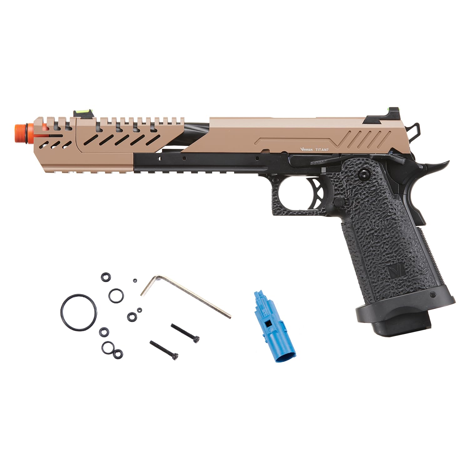 Vorsk Aluminum CNC Airsoft Titan Hi-Capa Extended Gas Blowback Pistol w/ 20mm Rail