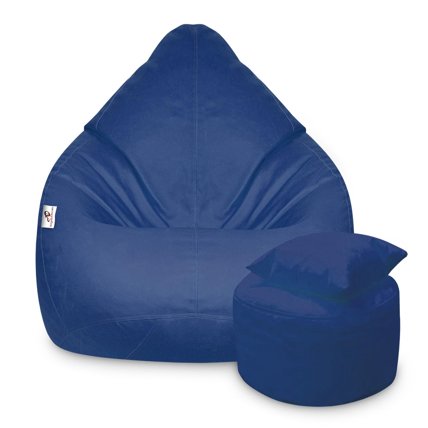 AngelicDecore Brand - XXXL Faux Leather Bean Bag Sofa with Stool Ready to Use Filled with Beans (Navy Blue) (B0D3LNSY24) Amazon Price History, Amazon Price Tracker