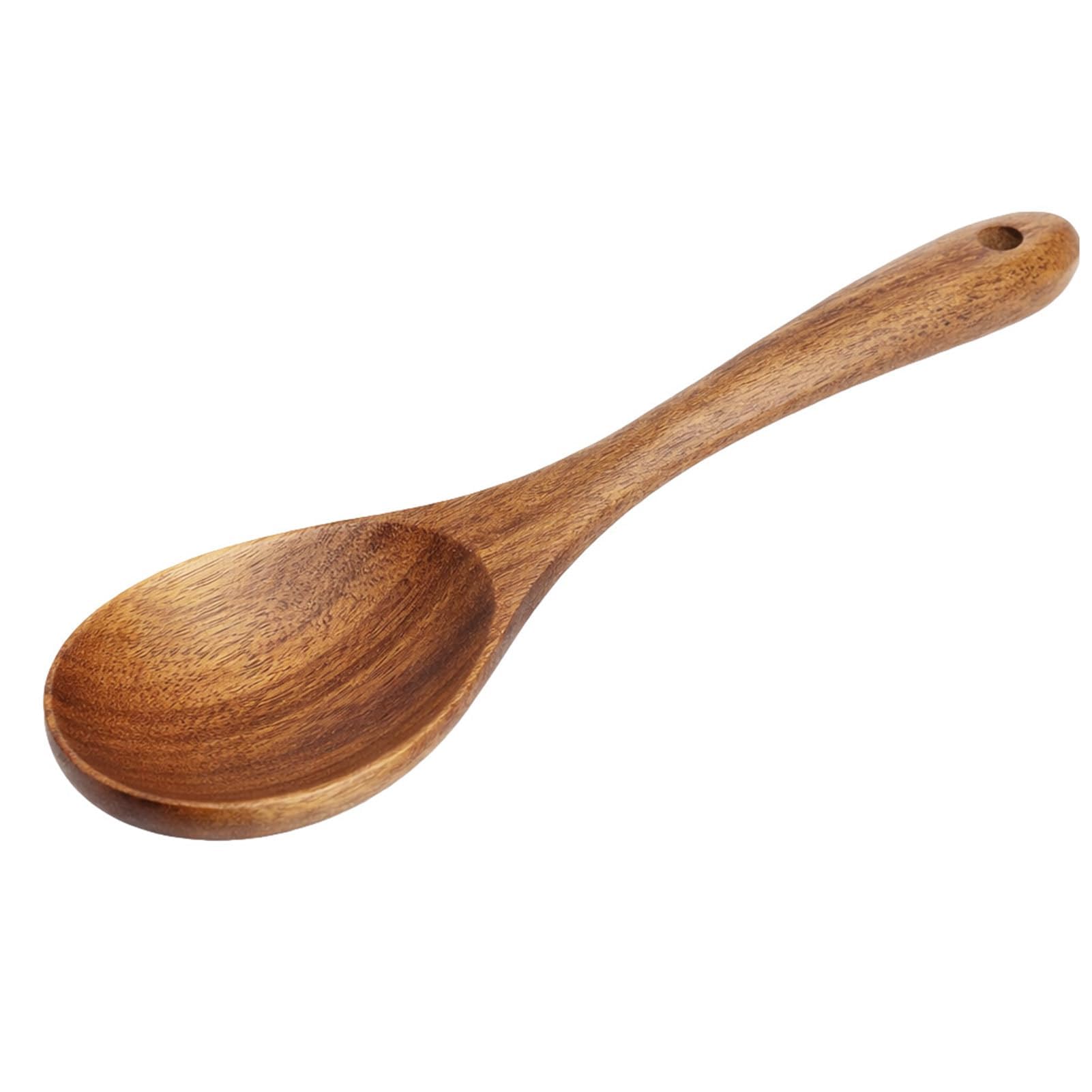 Wooden Spoons for Cooking, 26 cm Natural Teak Cooking Spoons Large Wooden Non-Stick Spoons with Ergonomic Handle Ideal Heat Resistan Cooking Utensils Wooden Kitchen Utensils for Serving Mixing