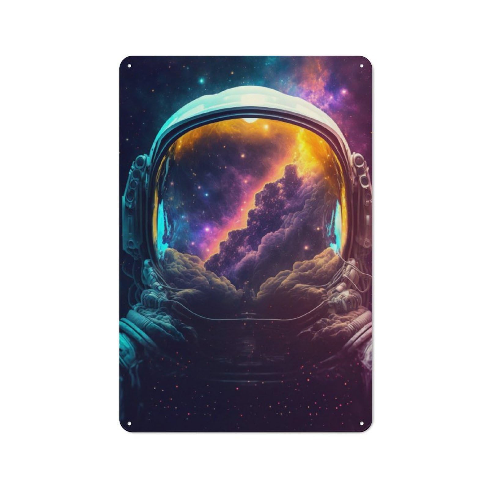 Junmoney Astronaut Milky Way Helmet Workshop Style Tin Sign 30X20cm, Garage Wall Decor For Tool Room, Garage, Studio Or Home Bar