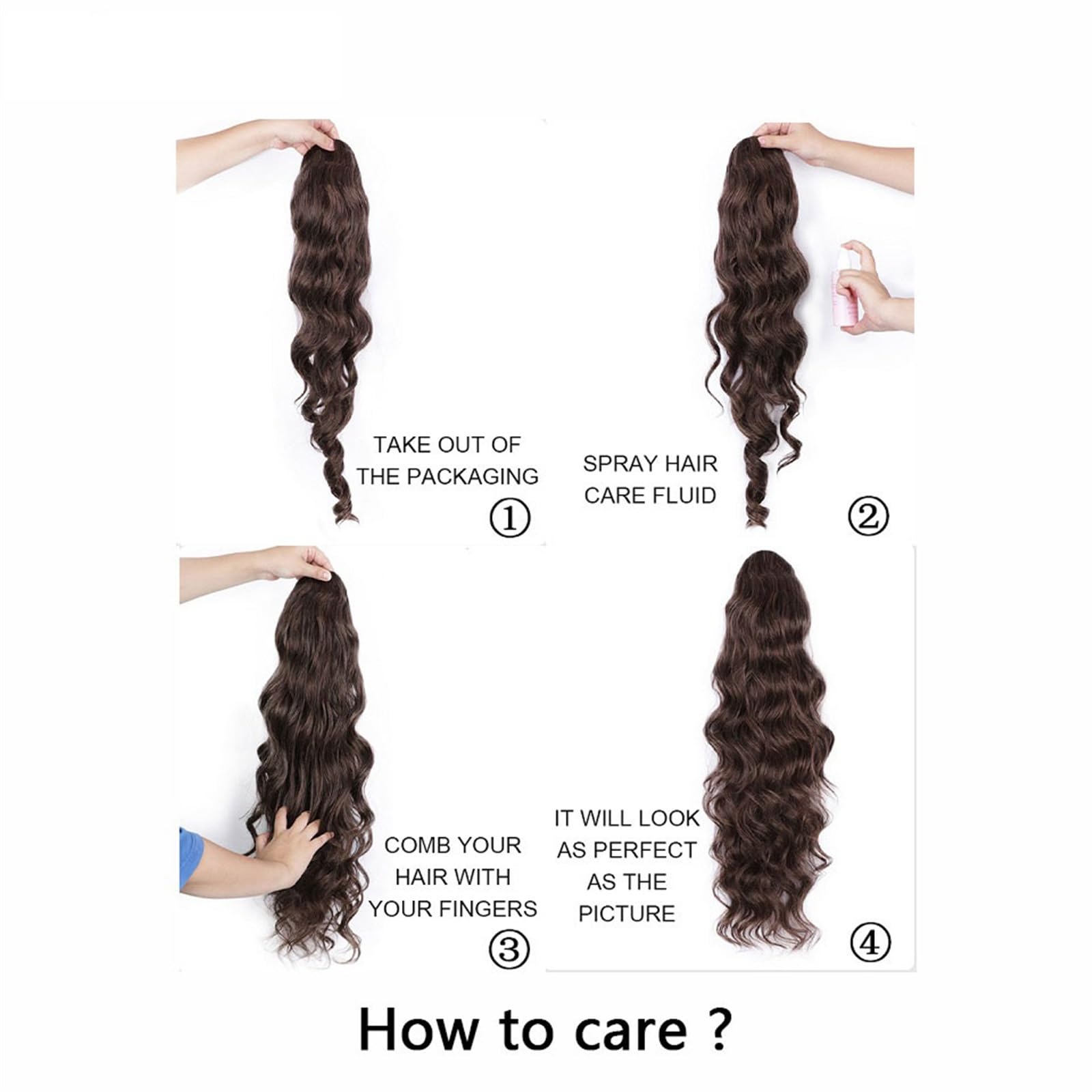 Przedłużenie kucyka Body Wave dla kobiet Długie faliste kucyk Ludzkie włosy spinka do ściągania w treski Czarna fala doczepiana Afroamerykanin Kucyk do codziennego użytku(22inches)