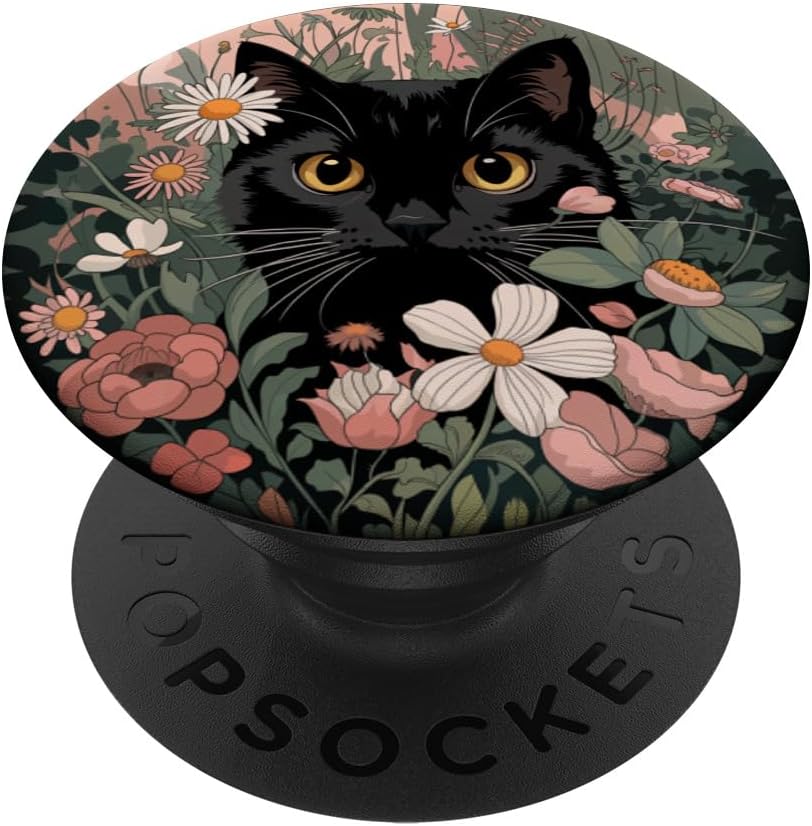 Cat Hiding Wildflowers PopSockets PopWallet for MagSafe