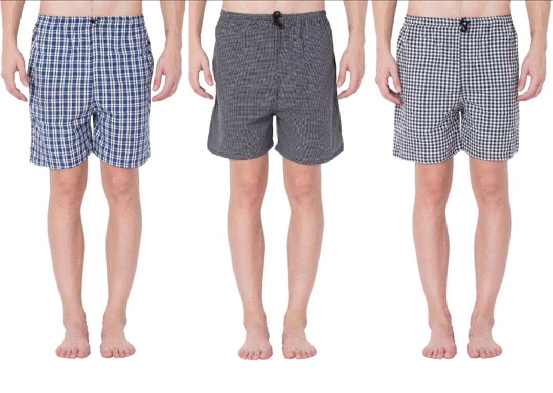| Men’s Regular Fit 100% Cotton Casual Lounge Shorts | Dual Pocket Sleep Shorts Pack Of 3