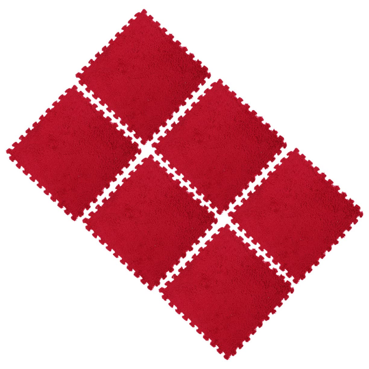 BESPORTBLE Tapete de Rompecabezas de Felpa EVA 6 Piezas 30x30 CM Rojo