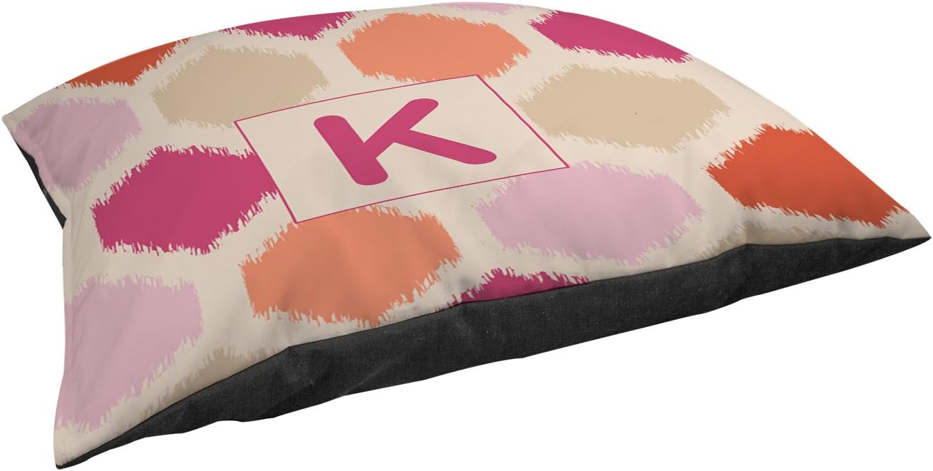 Manual Woodworkers & Weavers Square Throw Pillow, 18-Inch, Monogrammed Letter K, Pink Batik