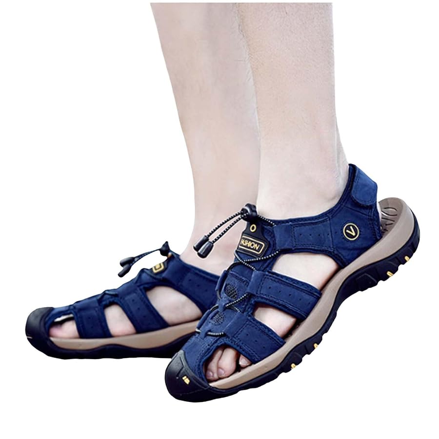 Sandali Sportivi Uomo In Pelle - Chiusi, Antiscivolo, Perfetti Per Trekking E Escursioni Estive - Foto 6