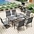 Pamapic 7-Piece Outdoor Dining Set, Patio Dining Set for 6, All-Weather Outdoor Patio Set with 2 Textilene Swivel Chairs & 4 Regular Chairs for Garden, Poolside, Deck?Gray