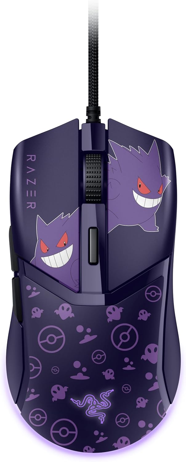 Razer Cobra Gengar Edition – Lightweight Wired Gaming Mouse – 8500 DPI Sensor – 58g – 3rd Generation Optical Mouse switches – Chroma Lighting – Speedflex Cable – PC/MAC | Pokémon Gengar