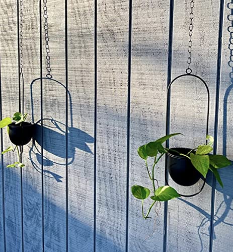 Shineloha 2er Set Blumenampel Hängend Innen, Metall Hängeampel Schwarz – Ansicht 9