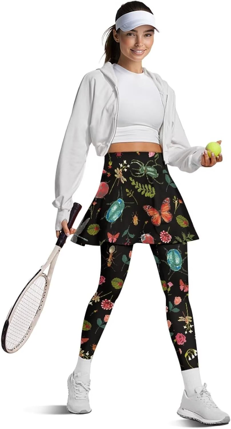 YEXIATODO Leggings Skirt for Women Tennis Golf Athletic Skirts Breathable Yoga Dress Pants with Pockets, XS-3XL