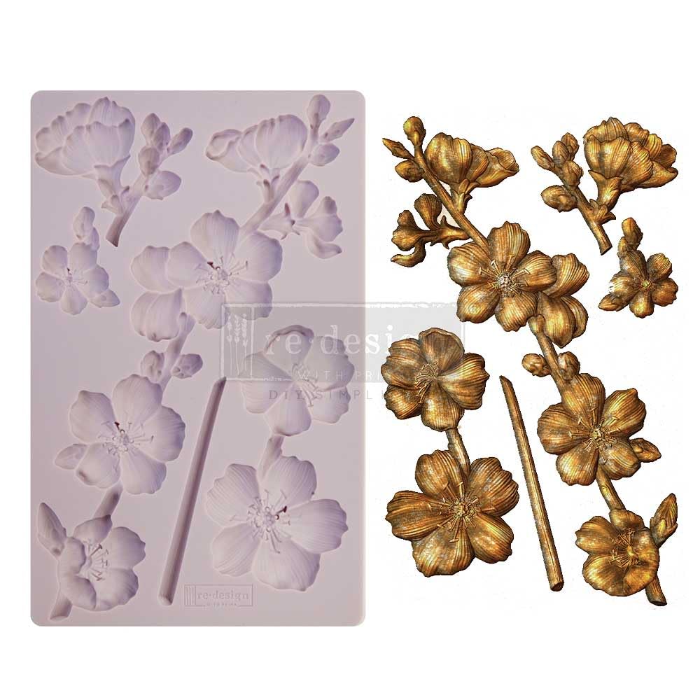 Redesign with Prima Redesign Furniture Decor Moulds® Botanical Blossoms 5"x8",8Mm Thickness for Funiture Dresser, Chocolate,Cake,Candy,Backery,Soap,Polymer Clay, earthen Clay,655350650445