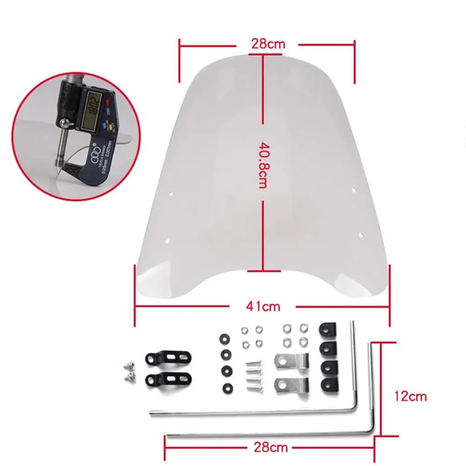 Parabrezza Moto Spoiler Adatto per Suzuki DL650 GN250 GN125 GS 500 SV650 Bandit 1200 650 600 400 Parabrezza universale per moto con flusso d'aria(A 28X41X40.8CM)