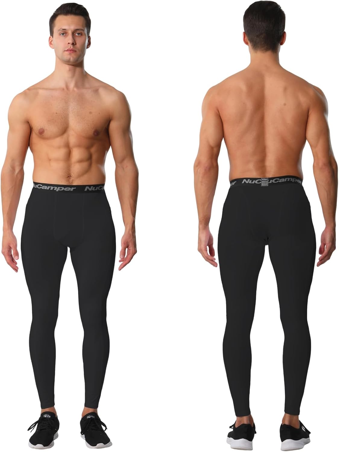 NuCamper Men's Compression Pants with Pocket Running Leggings Athletic Tights Workout Base Layer for Football Basketball Yoga - Image 2