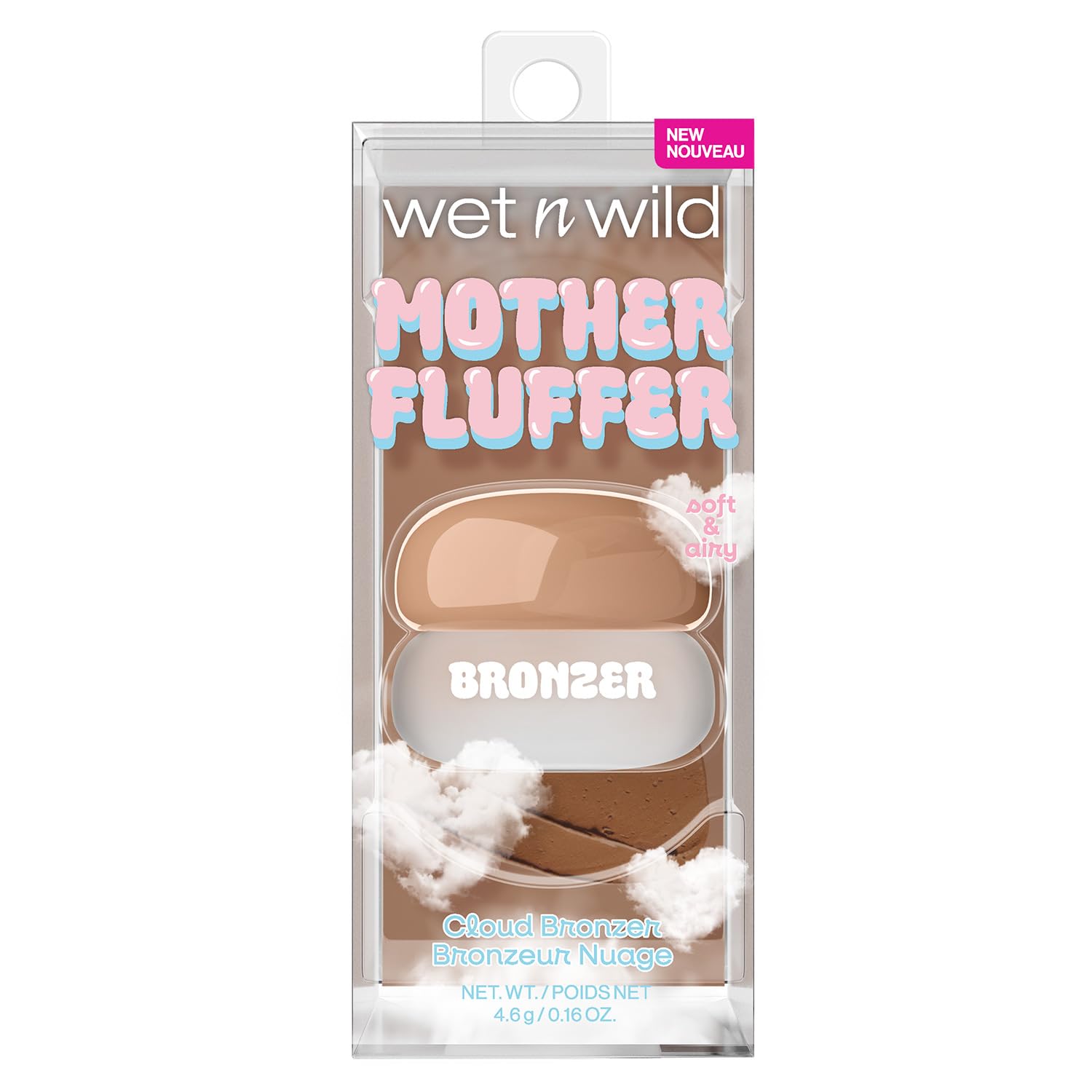 Wet n Wild, Mother Fluffer Cloud Cream Bronzer, Blurred Matte Finish, Light Texture with Cream-To-Powder Formula for Natural Bronzing and Contouring, Buildable and Easily Blendable, Beige Please