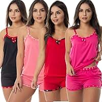 Kit 4 Baby Doll Short e Camiseta Confortavel Verão Macio Suave