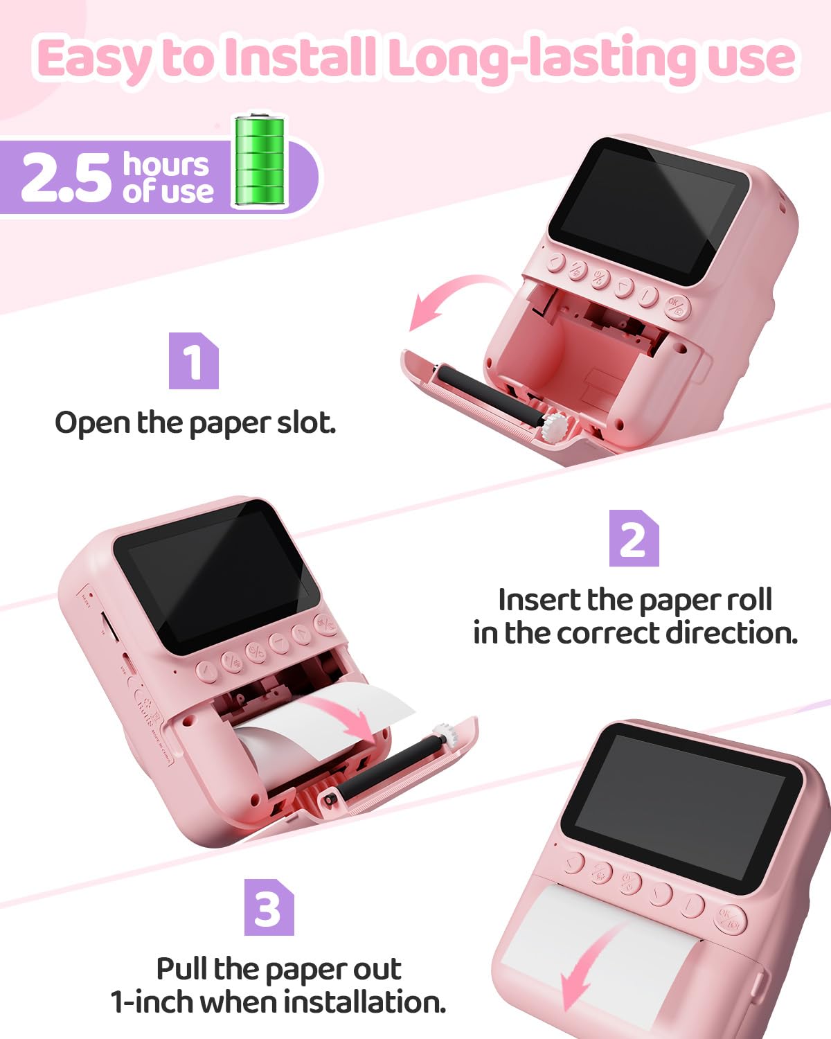 TIATUA Camara Fotos Infantil instantanea, 3,0'' HD 48 MP Cámara Instantánea para Niños con Tarjeta de 32 GB y Papel de Impresión, HD 1080P Cámara Instantánea para Niños y Niñas 3 a 12 Años