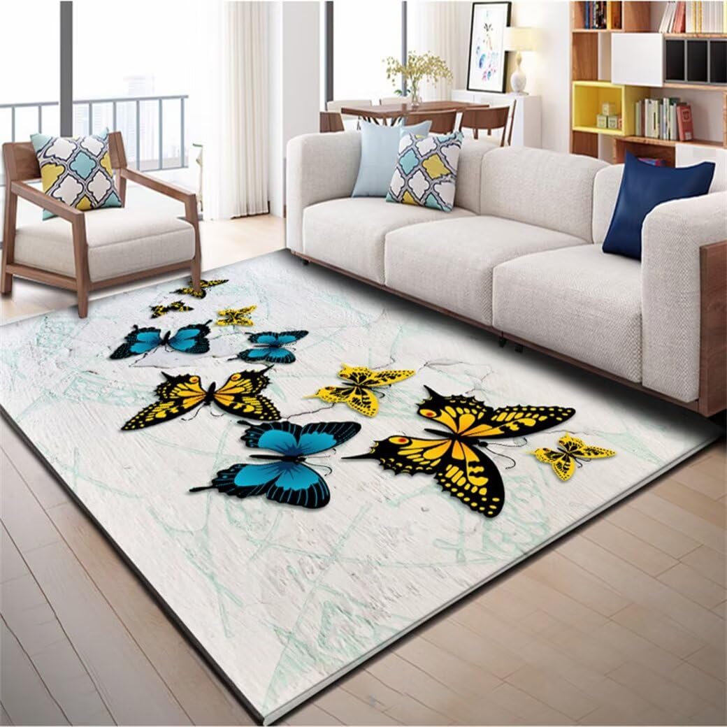 Tapis ville enfant grand tapis arc en ciel 180x230cm tapis de chambre adulte bleu lavable