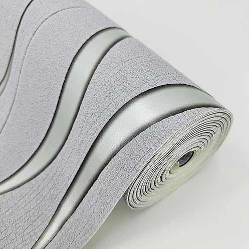 Miniatura 9 de Q QIHANG Moderna curva minimalista 3D ondulación de agua tridimensional flocado no tejido papel tapiz dormitorio sala de estar TV fondo pared