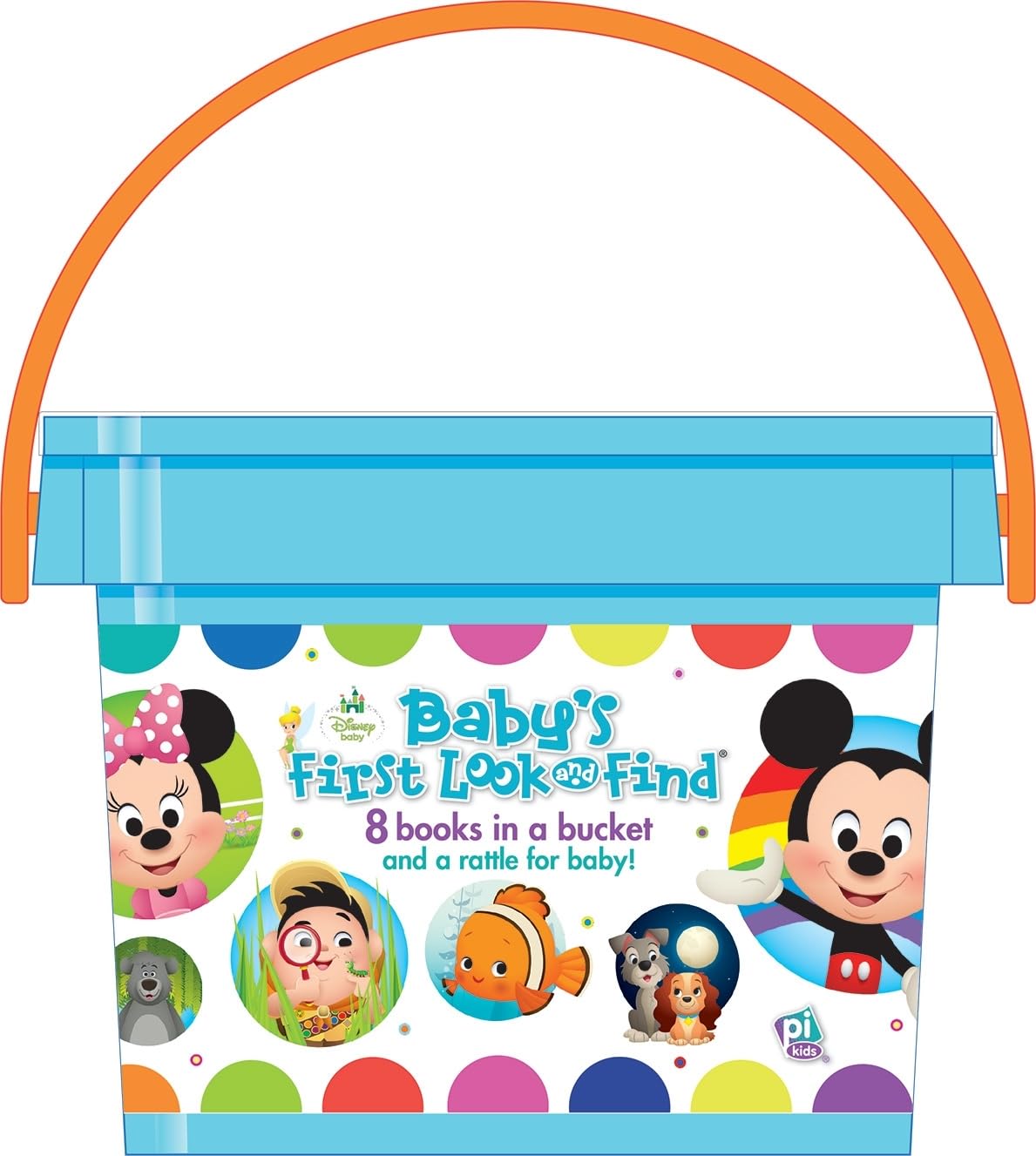 Disney Baby Mickey, Minnie, Princess and More! - My First Library Look and Find Book Block Bucket 8-Book Set - PI Kids
