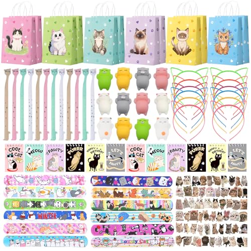 Cat Party Favors, Cute 132 Pcs Cat Themed Birthday Party Decorati...