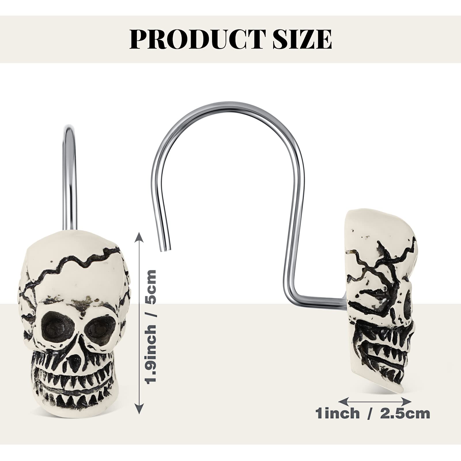 Halloween Skull Shower Hooks - Spooky Bathroom Decor -2 Halloween Skull Shower Hooks - Spooky Bathroom Decor -2
