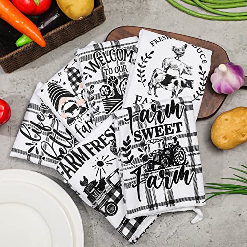 Patelai 6 Pieces Farm Animal Kitchen Towels, Farmhouse Rooster Cow Dish Cloths Hand Towels For Home Kitchen Dish Towels #TOP6